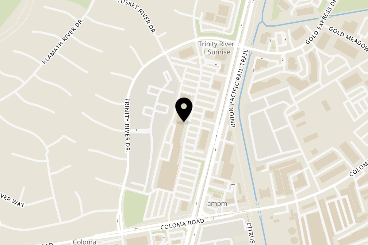 Map showing the location of Raag Indian Cuisine on 2228 Sunrise Blvd in Rancho Cordova